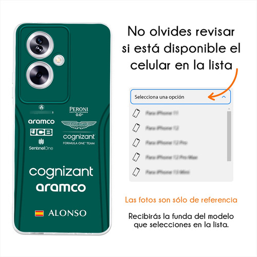 Funda Para Oppo Aston Martin Fernando Alonso F1 Anticaída