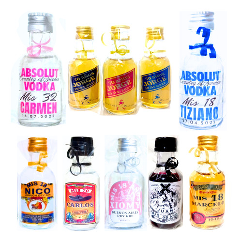 30 Souvenirs Botellitas Miniatura De Bebidas Personalizadas