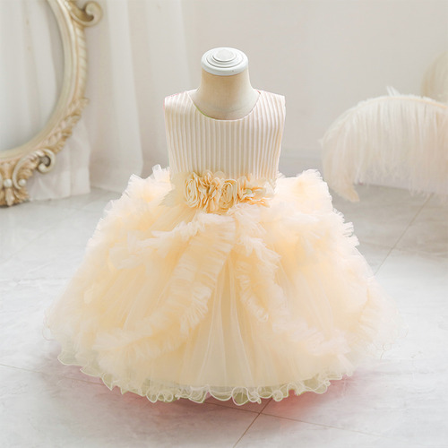 Vestido De Princesa Con Flores Para Niñas De 0 A 12 Meses, B