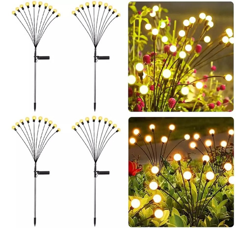 4pcs Lámparas Led De Iluminación Solar Para Jardín Firefly