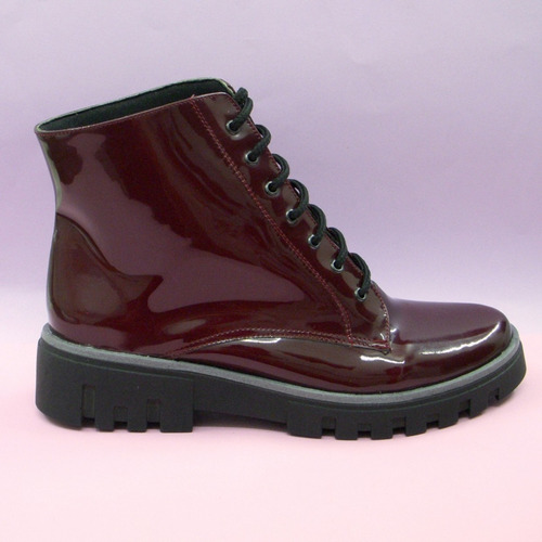 Imagen 2 de 6 de Botin Combate Plataforma Militar Charol De Moda Y Calidad
