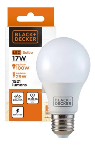 Lampada Led Bulbo A60 17w 6500k Black+decker