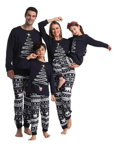 Set De 2 Pijamas Navideños Familiares Para Adultos Y Niños