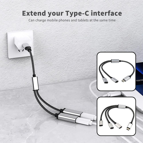 Cable Divisor Usb C Macho A Doble Usb C Hembra Para Tableta