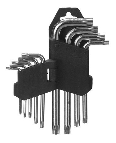 Jogo De Chaves Torx 9 Peças T10 A T50 Com Suporte