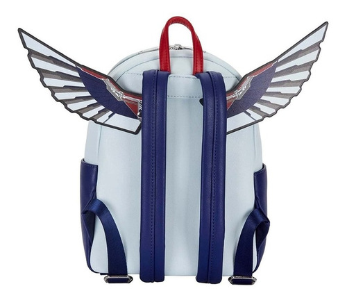 Mochila Marvel Falcon Capitan America Alas Loungefly Increible Color Azul marino Diseño de la tela Rayado
