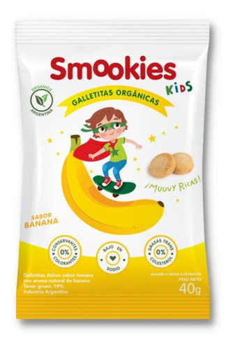Imagen 2 de 8 de Smookies Kids Orgánicas 20 Unidades 40gr Mix. Sabores