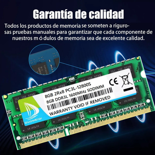 Memoria RAM Gamer 16Gb 2 x 8Gb 1600 Mhz DDR3 Sodimm PC3-12800S Laptops Duomeiqi SD