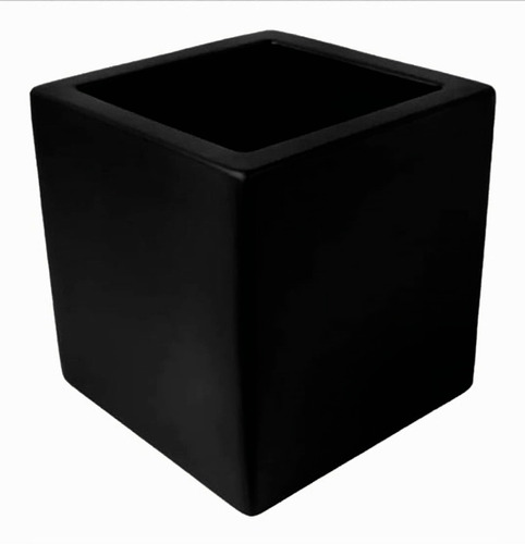 Maceta Cubo En Fibra De Vidrio 40x40 Cm Negro Mate