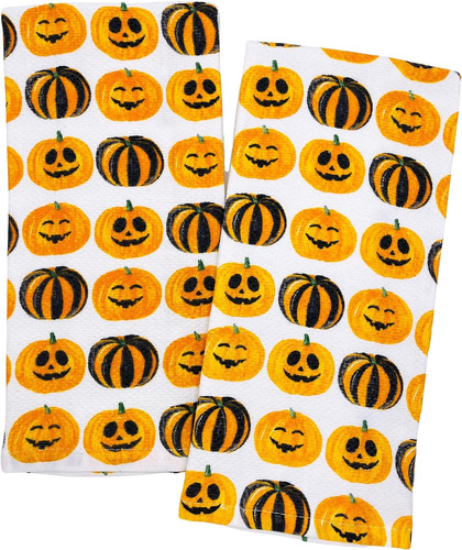 Juego De 2 Paños De Cocina De Calabaza Para Halloween, Algod
