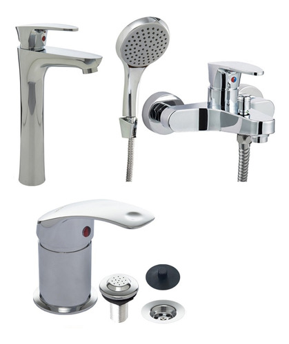 Juego Griferia Con Bidet Y Ducha C/transferencia Cromada