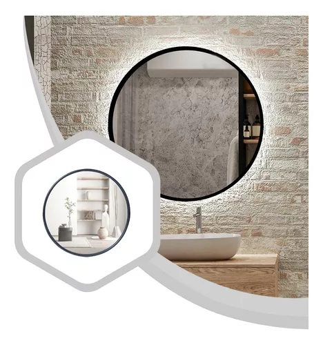 Espejo Redondo Circular 57 Cm Baño Living Iluminado Pulido