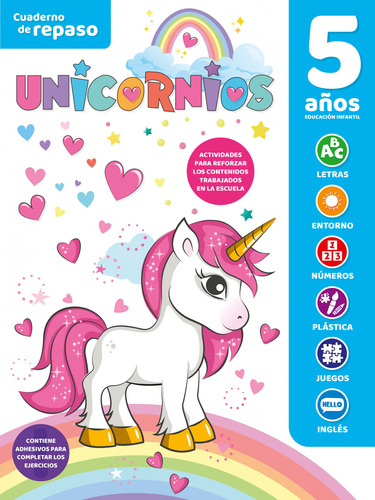 Cuaderno De Repaso Temático Luminiscente 5 Años Unicornios