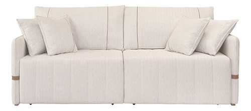 Sofá Cama Retrátil 200cm Essence D05 Linho Cru/camel Cor Creme