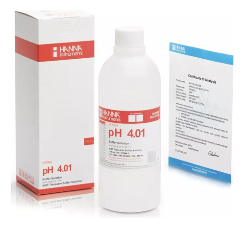 Hanna Instruments Solución De Ph 4,01, 500 Ml Hi 7004l/c