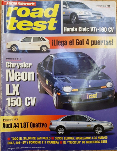 Revista Road Test Nº85 Nov. 1997 Chrysler Neón Civic Audi A4