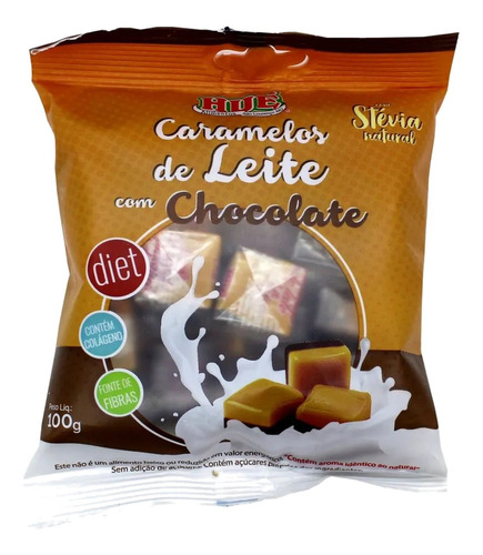 Caramelo De Leite Diet Com Chocolate Hué 100g Unidade