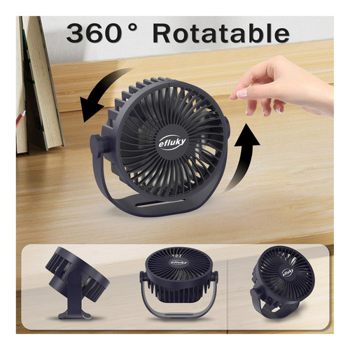 Ventilador De Escritorio Pequeño Usb Efluky, 3 Velocidades Y