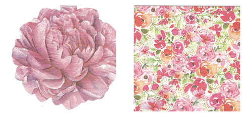 Servilletas Decoupage Laura Craft Set Rosa + Fondo Floreado