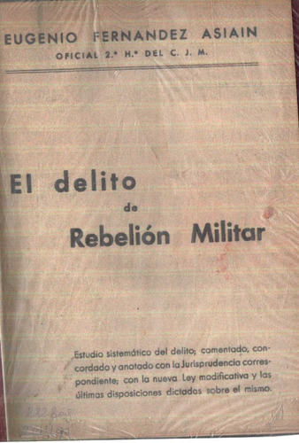 El Delito De Rebelion Mlilitar Eugenio Fernandez Derecho