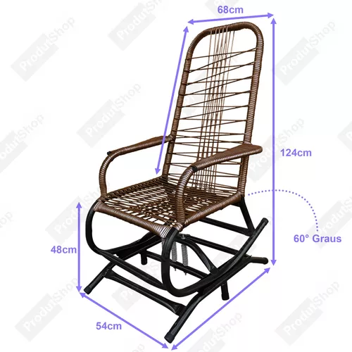 Cadeira De Balanço Reforçada Ferro Fio Plástico Para Jardim