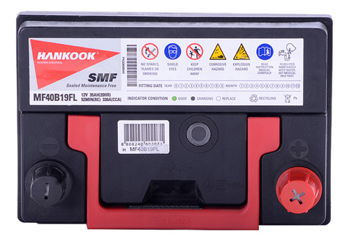 Batería De Auto Hankook Mf40b19fl 35ah 330cca
