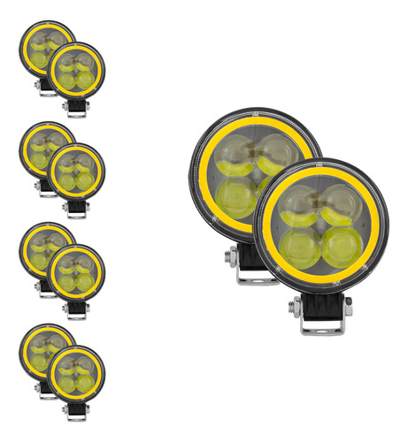 10 Faros 4 Leds Luz Blanca Y Ámbar Con Estrobo Tunelight 12w