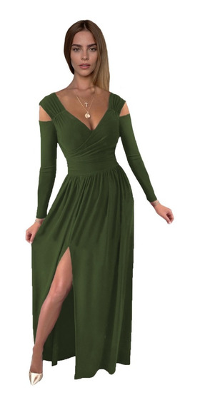 Sintético 119+ Vestido verde bandera largo Sintético 119+ Vestido verde bandera largo