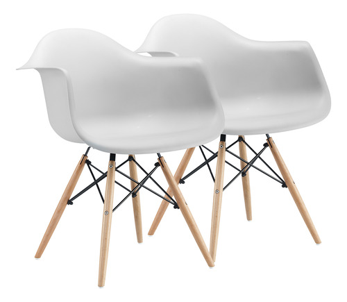 Set X 2 Sillon Silla Comedor Diseño Eames Patas Madera Cuota