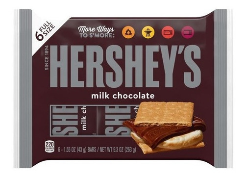 Hershey's Dulces De Chocolate Con Leche 43gr, 6 Barras