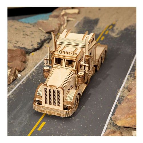 Camión De Carga Robotime Madera Armar Bloques Niños Engranes