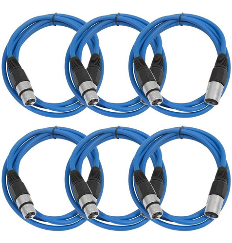 6 Cables De Conexion Audio Xlr Macho A Xlr Hembra | Azul