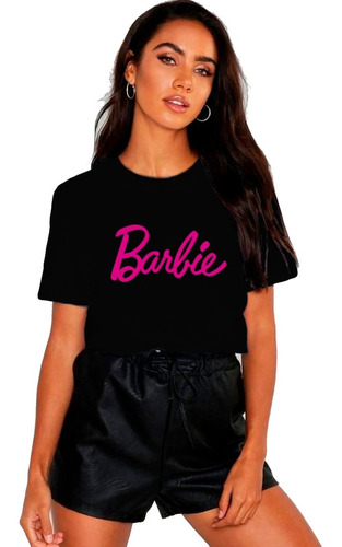 Polera Dama Estampada 100%algodon Letras De Barbie