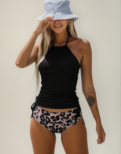 Beachsissi Conjunto De Tankini Con Cordón Y Cuello Halter Li