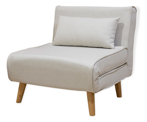 Sofá Cama Plegable Individual Respaldo Reclinable Color Beige
