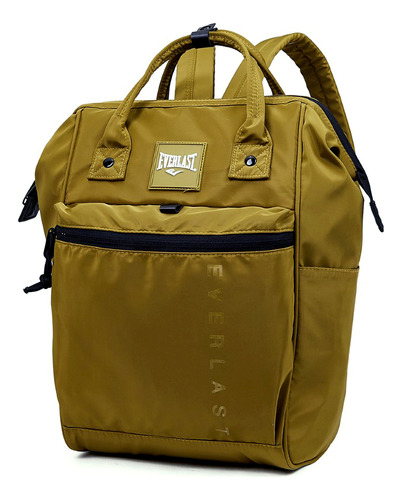 Mochila Boca Rígida Everlast Microfibra Amplia Moda Urbana Color Oliva 22584
