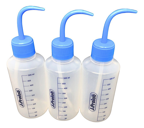 Kit 3 Pisseta Transl Bico Curvo Graduado 500ml Silk J Prolab