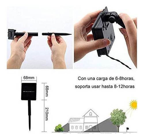 Jj A Cb 2 Pack Cadena Luces Solares, 8 Modos 10m 100 Luces