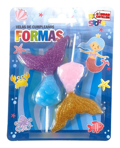 Velas Formas Set Cola Sirena Mar 2 Piezas - Ciudad Cotillón