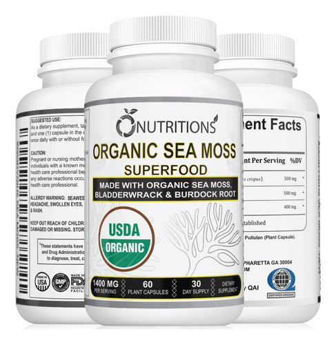 Suplemento Nutricional De Musgo Marinho Orgânico Com Raiz De
