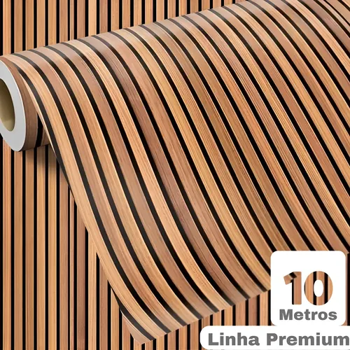 Papel De Parede Madeira Adesivo Ripado 10 Metros Lavável 3d Marrom R