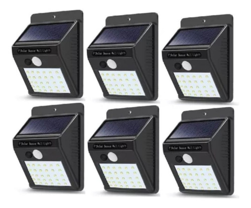 Pack De 10 Focos Solares 30 Led Exterior Lámpara De Pared