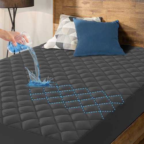 Mattress Pad Protector Hyleory Queen Size Waterproof Dark Gr