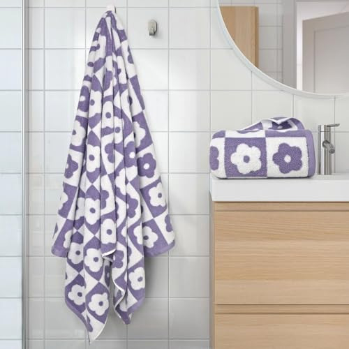 Juego De 2 Toallas De Baño Algodón Lila 70 X 140 Cm