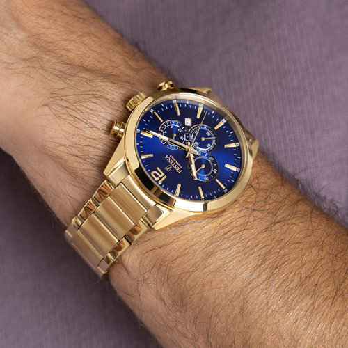 Relógio Festina Timeless Chronograph Masculino Aço Dourado