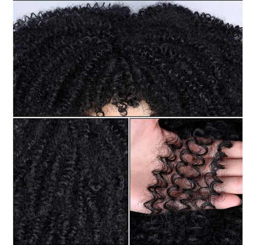 Peluca De Fibra Afro Rizada Con Rizos Perfectos