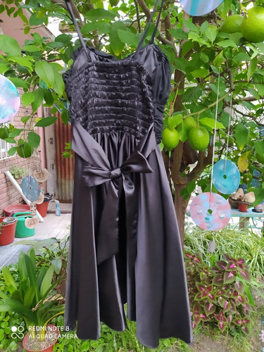 Vestido Raso. Fiesta. Talle 1. Color Negro