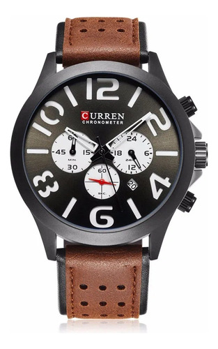 Reloj Curren 8244 Deportivo Cronógrafo Cuarzo Banda De Cuero