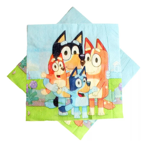 Pack 20 Servilletas Temática Bluey Cotillón Infantil-glovers