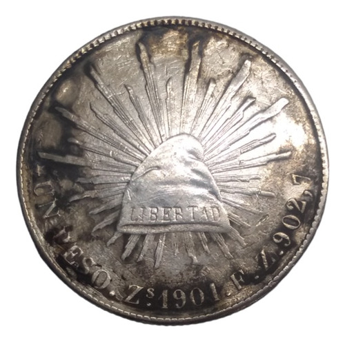 Moneda 1 Peso Fuerte Plata 900 Año 1901 Ceca Z Zacatecas